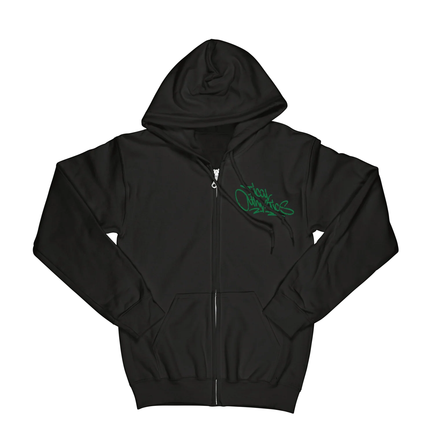 TICAL Athletics Distressed Zip Up Hoodie Black and Green - Image 3
